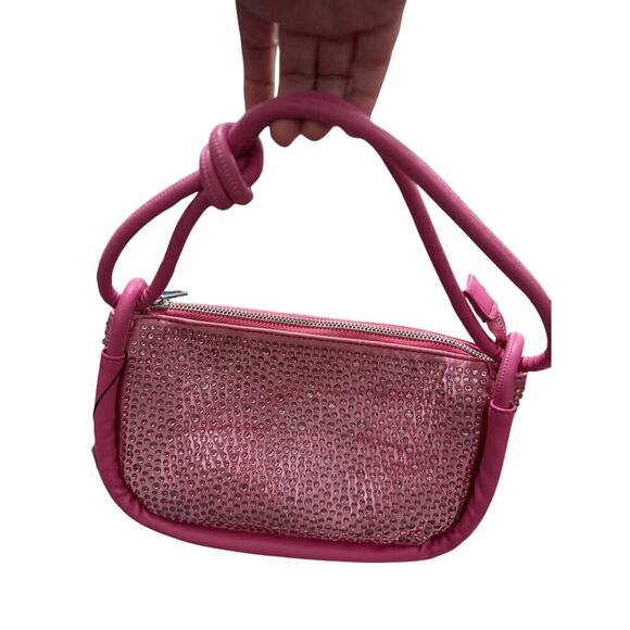 Jules Kaye Becca Pink Rhinestone Crystal Shoulder Bag Purse Vegan Dustbag NWT - Picture 5 of 9